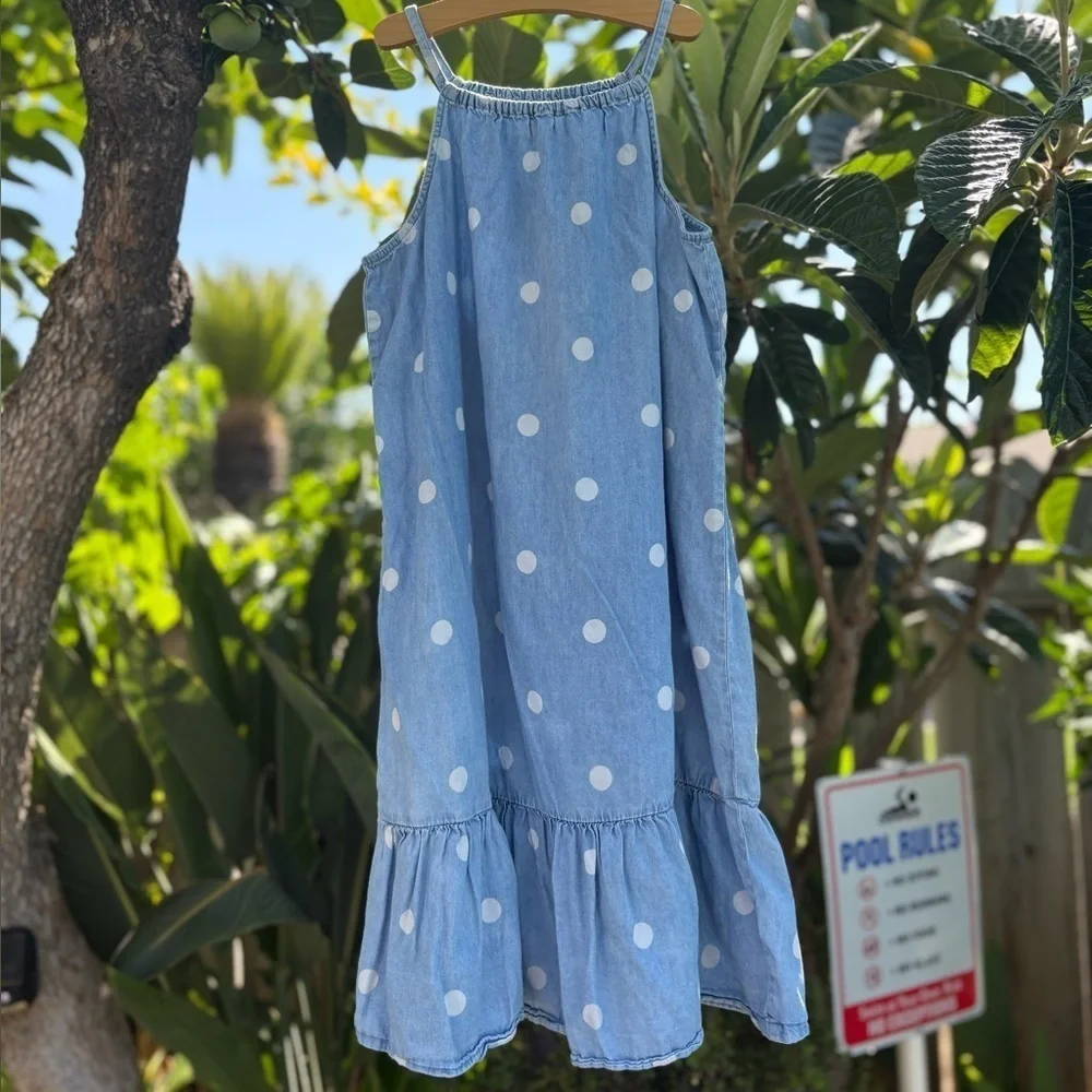 Old Navy Chambray Polka Dot Swing Sundress Size L